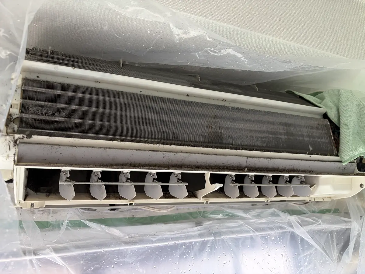 新宿区 壁掛けエアコン カビ・ニオイ除去クリーニング ビフォーアフター