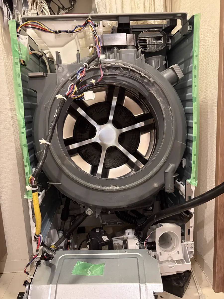 新宿区 ドラム式洗濯機 乾燥経路分解クリーニング施工写真